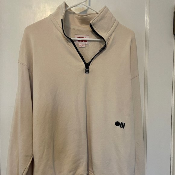 Solid & Striped 1/4 Zip Pullover Cream - Picture 3 of 4